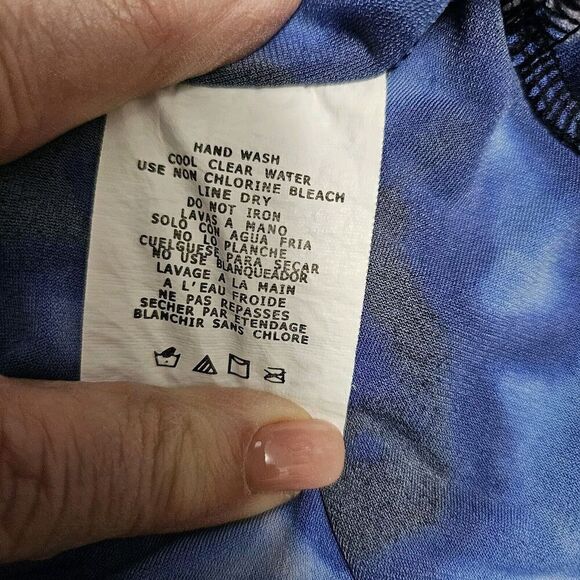 Magicsuit Tiered Tankini Swim Top Blue Tie Dyed V-Neck Bra Adjustable Size 8 - Picture 7 of 9